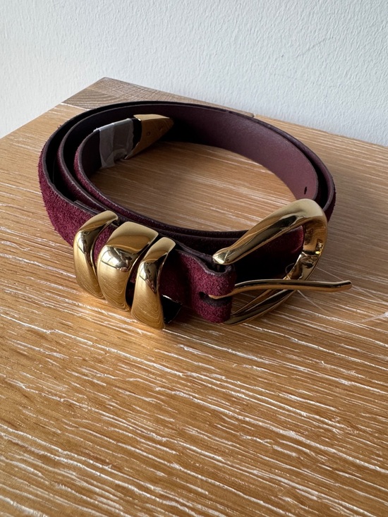 Madewell Accessories - NWOT! MADEWELL Women’s Triple Metal Keeper Belt Dark Red Suede Gold Size Small